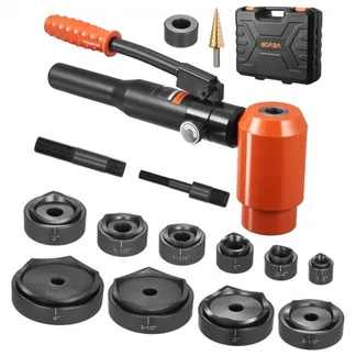 VEVOR Ausbrechstanzen-Set, 15 t hydraulisches Ausbrechset, 12,7 bis 101,6 mm KO-Werkzeugsatz, Lochherstellungswerkzeug, KO-Werkzeugsatz mit 10 Matrizen für Metallschaltschränke, Schaltschränke VEVOR Ausbrechstanzen-Set, 15 t hydraulisches Ausbrechset, 12,7 bis 101,6 mm KO-Werkzeugsatz, Lochherstellungswerkzeug, KO-Werkzeugsatz mit 10 Matrizen für Metallschaltschränke, Schaltschränke