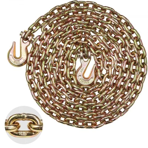 VEVOR G80 Transport-Binderkette, 5/16 Zoll x 14,2 Fuß Abschleppkette mit Gabelkopf-Greifhaken, 4900 lbs sichere Arbeitslast, Hochleistungs-Anhänger-Holztransportkette für den Transport von Abschlepp-LKW-Bindeausrüstung VEVOR G80 Transport-Binderkette, 5/16 Zoll x 14,2 Fuß Abschleppkette mit Gabelkopf-Greifhaken, 4900 lbs sichere Arbeitslast, Hochleistungs-Anhänger-Holztransportkette für den Transport von Abschlepp-LKW-Bindeausrüstung