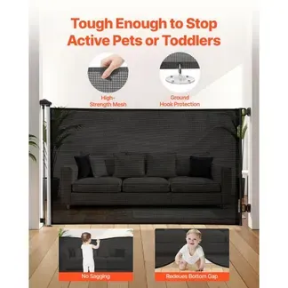 VEVOR einziehbares Babygitter Hundegitter ausziehbar auf 145 cm (B) / 980 mm (H), Treppenschutzgitter mit Sicherheitsschloss, Schutzgitter aus Netzgewebe für Treppen Flure drinnen/draußen, Schwarz VEVOR einziehbares Babygitter Hundegitter ausziehbar auf 145 cm (B) / 980 mm (H), Treppenschutzgitter mit Sicherheitsschloss, Schutzgitter aus Netzgewebe für Treppen Flure drinnen/draußen, Schwarz
