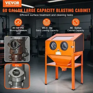 VEVOR 227 L Sandstrahlkabine mit Ständer mit Strahlpistole und 4 Düsen VEVOR 227 L Sandstrahlkabine mit Ständer mit Strahlpistole und 4 Düsen