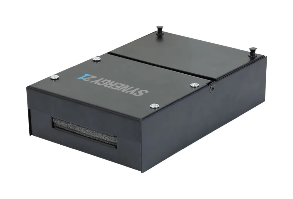 Keystone, Modulträger, Patchpanel für 4x TP-Modul, Aufputz, Metallklappbox(Consolidation Point Box), Schwarz, Synergy 21, – Bild 4