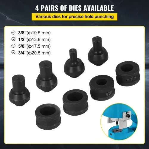 VEVOR Hydraulische Lochstanzwerkzeug 35T Hydraulic Knockout mit Metallplatten Punch Driver 4 Lochstanzwerkzeug Handpumpen-Kit 110 mm Kehle Schneideisen Hydraulische Locher Blechlocher Locheisen – Bild 3