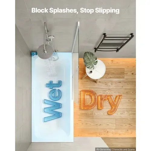 VEVOR Duschwand für Badewanne 1,2x1,4 m Teilrahmenlos 6 mm Silber, Badewannenfaltwand Zweiflügelig Klares Sicherheitsglas Nano-Beschichtung 180° Faltbar Auslaufsichere Dichtung – Bild 2