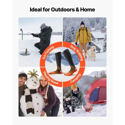 VEVOR Beheizte Socken Unisex, 5000 mAh Akkubetrieben, Wiederaufladbare Heizsocken mit 4 Heizstufen, Fußwärmer für Angeln, Camping, Wandern, Skifahren, Arbeiten im Freien, Winter – Bild 4