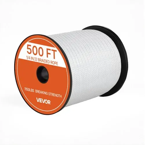 VEVOR Polyesterseil 6,4 mm x 152 m Massiv Geflochtenes Universalseil Weiß, UV-beständiges Allzweckseil für Festmacher Zeltaufbau Camping & Heimgebrauch, 522 kg Bruchlast, 12 Stränge, mit Seilspule – Bild 10