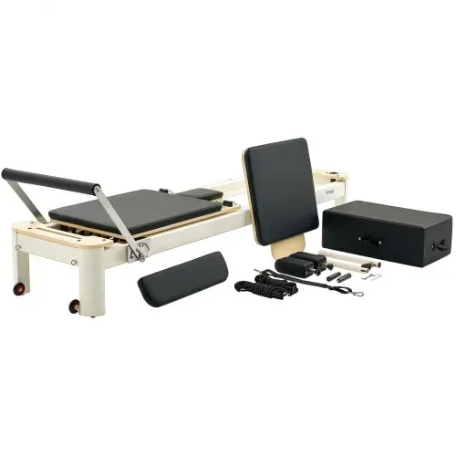 VEVOR Pilates Reformer Maschine Pilates-Bett aus Aluminium mit Sitzbox & doppeltem Widerstand – Feder & Kordel, für Fortgeschrittene & Anfänger, Heim-Fitnessstudio Gerät bis zu 181,44 kg – Bild 9