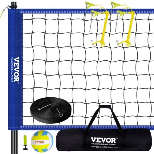 VEVOR Volleyballnetz Höhenverstellbares Volleyballnetz Set, 9,7 x 2,4 m Tragbarer Beachvolleyball-Netz, Blau Volleyballnetz Faltbare Volleyballnetz mit Volleyball & Tragetasche, für Garten, Strand VEVOR Volleyballnetz Höhenverstellbares Volleyballnetz Set, 9,7 x 2,4 m Tragbarer Beachvolleyball-Netz, Blau Volleyballnetz Faltbare Volleyballnetz mit Volleyball & Tragetasche, für Garten, Strand