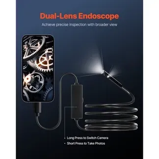 VEVOR Endoskopkamera mit Licht, Dual Lens Endoskop für Android & iOS, 1920P HD-Inspektionskamera mit 8+1 LED-Leuchten, 2-fachem Zoom, 3 m Schlangenkabel, IP67 wasserdichte Kamera für Auto, Sanitär VEVOR Endoskopkamera mit Licht, Dual Lens Endoskop für Android & iOS, 1920P HD-Inspektionskamera mit 8+1 LED-Leuchten, 2-fachem Zoom, 3 m Schlangenkabel, IP67 wasserdichte Kamera für Auto, Sanitär