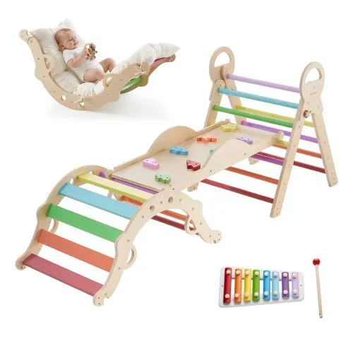 VEVOR Kletterdreieck, 9-in-1 Kletterspielzeug, mit Xylophon, Kissen, Kletterdreieck, Rutsche & Kletterbogen, bis 68 kg Belastbar, Montessori Indoor Spielset für Kinder im Alter von 1 bis 3 Jahren – Bild 8