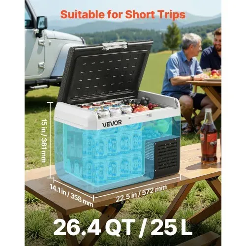 VEVOR Kompressor Kühlbox 25 L, Tragbarer Autokühlschrank mit Einstellbarer Temperatur & App-Steuerung, Kühlschrank 12/24 V DC und 100–240 V AC für Outdoor Camping Reisen und Wohnmobile VEVOR Kompressor Kühlbox 25 L, Tragbarer Autokühlschrank mit Einstellbarer Temperatur & App-Steuerung, Kühlschrank 12/24 V DC und 100–240 V AC für Outdoor Camping Reisen und Wohnmobile