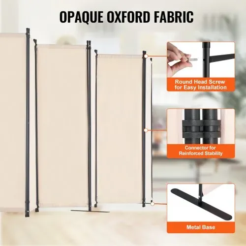 VEVOR Raumteiler 6 Paneele Paravent 3110 x 1805 x 450 mm, faltbarer Sichtschutz & tragbarer Trennwandteiler zur Raumtrennung, freistehende Raumteiler für Büro Schlafzimmer Arbeitszimmer, Beige – Bild 2