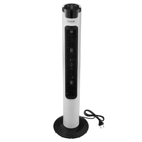 VEVOR 50W Turmventilator, 985 mm Säulenventilator mit 3 Geschwindigkeiten 3 Modi 7,5h Timer Max. 4.2 m/s, 50° Oszillierender Ventilator mit Fernbedienung, Leiser Standventilator für Schlafzimmer, Weiß – Bild 10