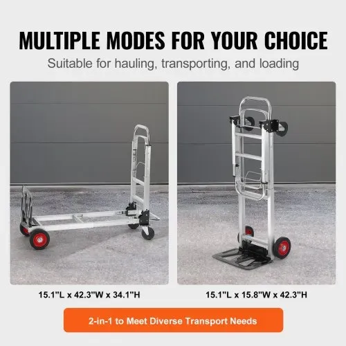 VEVOR 2-in-1 Sackkarre Klappbar 0,6243kg Tragfähigkeit Transportkarre Aluminiumlegierung & Kohlenstoffstahl Sackkarre ⇋ Plattformwagen Trolley für Lade- & Transportaufgaben im Innen- & Außenbereich – Bild 4