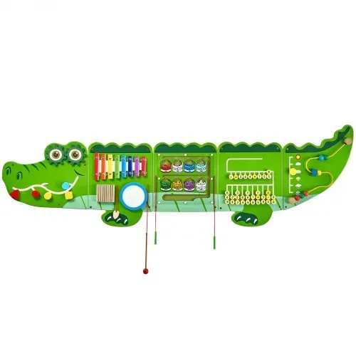 VEVOR 9-in-1 Montessori Busy Board, Montessori Motorikbrett für Bildung Frühe Entwicklung, Sensorisches Wandpaneel aus Holz für Kinder von 3-12 Jahren, Krokodil-Wandspiel für Kindergarten Spielzimmer – Bild 9