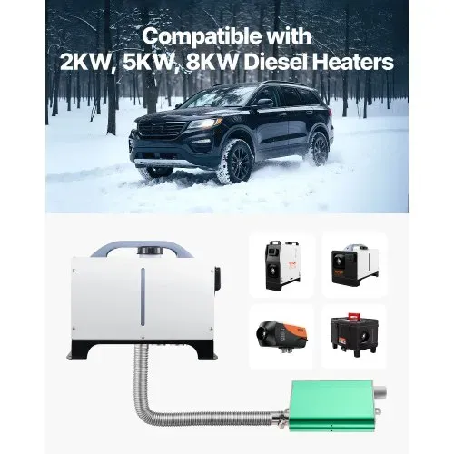 VEVOR Dieselheizungsschalldämpfer Abgasschalldämpfer Set mit 2 Klemmen & Schrauben, Aluminiumlegierung, Standheizungs-Geräuschreduzierer für 2 kW / 5 kW / 8 kW Standheizung – Bild 2
