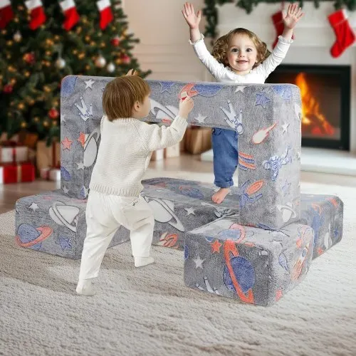 VEVOR Spielsofa Kindersofa aus 25D-Schaum Bausteine 10-teilig, Kinderspielsofa mit abnehmbarem Bezug 90 kg belastbarer Kindercouch, umwandelbares Kindersofa Spielzimmermöbel im Dunkeln Leuchten – Bild 7