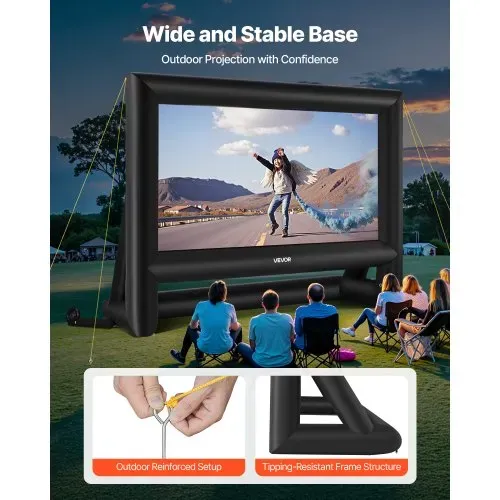 VEVOR aufblasbare Filmleinwand Projektion Beamer Leinwand aus 600D, Projektionsleinwand mit tragbarer Aufbewahrungstasche, 16:9, Filmprojektion für Heimkino Mottoparty Poolspaß (476 x 200 x 378 cm) – Bild 4