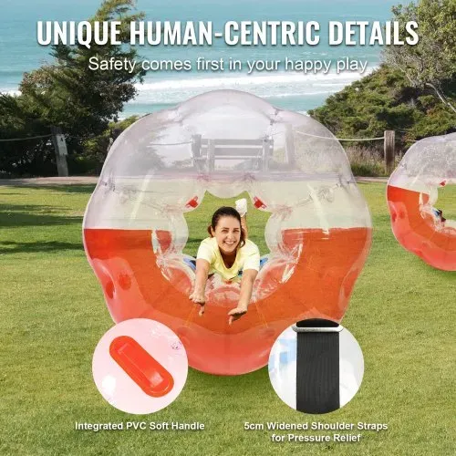 VEVOR Aufblasbarer Bump Ball Bumper Stoßball 1 Stk. 1,5 m x 1,2 m, Menschlicher Kollisionsball, PVC-Körperblasen-Bounce-Ball für Outdoor-Aktivitäten, Transparent + Rot Aufblasbar Bumper Ball – Bild 3