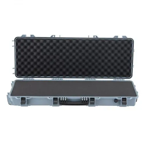VEVOR Waffenkoffer mit Hartschale für Langwaffen, abschließbarer Gewehrkoffer mit vorgeschnittenen Schaumstoffen, Langwaffenkoffer Waffenaufbewahrung rollbar IP67 wasserfest, 109 x 41 x 15,5 cm Grau – Bild 8