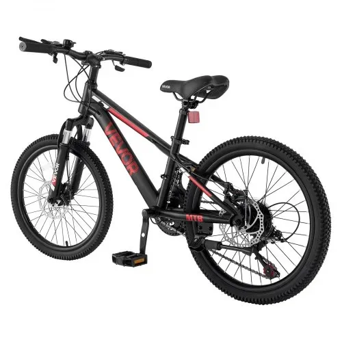 VEVOR Mountainbike 20 Zoll 21-Gang Fahrrad aus Kohlenstoffstahl Schwarz für Freizeitfahrten & Leichte Offroad-Touren, 80 kg Tragkraft, Klingel, Reflektoren und Lichthalterung für Gute Sichtbarkeit – Bild 9