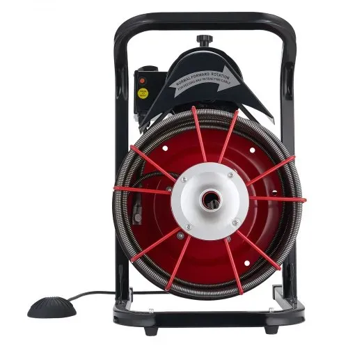 VEVOR Rohrreinigungsmaschine φ10,5 mm x 23 m, Reinigungsspirale mit Manueller Zufuhr, 4 Schneidmessern & Pneumatischem Fußschalter, Reiniger für Rohre von 50 mm bis 100 mm, Rohrreinigungsgerät – Bild 9