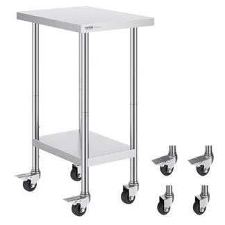 VEVOR Arbeitstisch Edelstahl, Zubereitungstisch 610 x 457 x 954,6 mm, 290 kg Tragkraft, mit 4 Rädern, 3 einstellbaren Höhenstufen, Arbeitstisch zur Lebensmittelzubereitung für gewerbliche Restaurants VEVOR Arbeitstisch Edelstahl, Zubereitungstisch 610 x 457 x 954,6 mm, 290 kg Tragkraft, mit 4 Rädern, 3 einstellbaren Höhenstufen, Arbeitstisch zur Lebensmittelzubereitung für gewerbliche Restaurants
