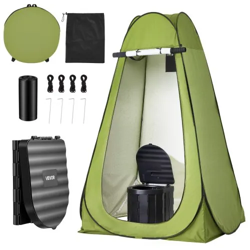 VEVOR Tragbare Campingtoilette 150 kg Belastbar, Mobile Toilette Faltbar, Reisetoilette mit Tragetasche & Müllbeuteln & Aufklappbarem Sichtschutzzelt, Geeignet für Wohnmobilreisen Camping Wandern VEVOR Tragbare Campingtoilette 150 kg Belastbar, Mobile Toilette Faltbar, Reisetoilette mit Tragetasche & Müllbeuteln & Aufklappbarem Sichtschutzzelt, Geeignet für Wohnmobilreisen Camping Wandern