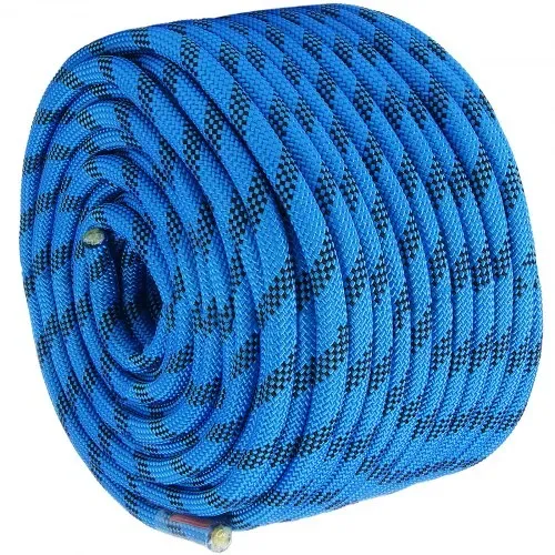 VEVOR 12,7 mm statisches Kletterseil, 38 m (125 Fuß) Outdoor-Kletterseil, 30 kN Bruchfestigkeit, Faserseil mit Stahlkarabinerhaken für Flucht, Abseilen, Brandrettung, Blau – Bild 10