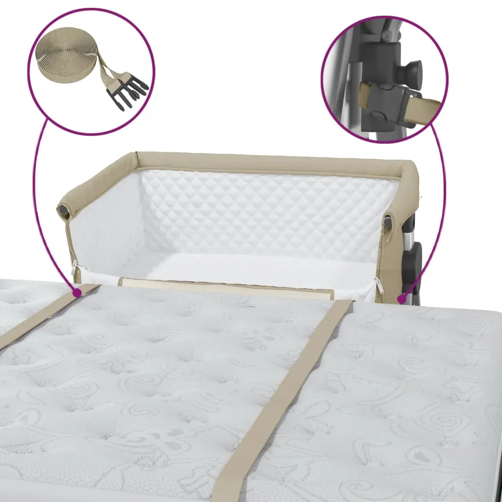vidaXL Babybett mit Matratze Taupe Leinenstoff – Bild 8