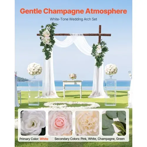 VEVOR Blumenset für Hochzeit Bogen, weiße Blumen für Traubogen mit Vorhängen (4er-Set) – 2 Blumenarrangements, 2 transparente Vorhänge, für Zeremoniensträuße, Empfangshintergrunddekoration VEVOR Blumenset für Hochzeit Bogen, weiße Blumen für Traubogen mit Vorhängen (4er-Set) – 2 Blumenarrangements, 2 transparente Vorhänge, für Zeremoniensträuße, Empfangshintergrunddekoration