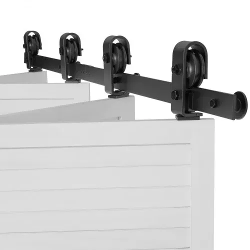 VEVOR Schienensystem für faltbare Schiebetür, 132 cm Laufschiene, Schiebetürbeschlag 150 kg Tragfähigkeit, geeignet für vier 30,5 cm große Schrank- & Wäschetüren (nicht im Lieferumfang enthalten) – Bild 10