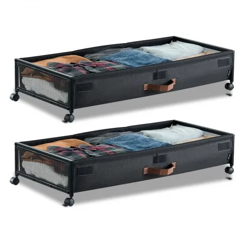 VEVOR Unterbettkommode Unterbettaufbewahrungstasche aus Oxford-Gewebe 2 Stk. rollbar (915 x 460 x 185 mm) Unterbettbehälter mit transparentem Deckel, mobile Aufbewahrungsbox für Kleidung Schuhe VEVOR Unterbettkommode Unterbettaufbewahrungstasche aus Oxford-Gewebe 2 Stk. rollbar (915 x 460 x 185 mm) Unterbettbehälter mit transparentem Deckel, mobile Aufbewahrungsbox für Kleidung Schuhe