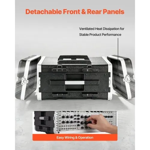VEVOR 4U Rack-Gehäuse 480 mm, Rack-Koffer Innentiefe 468 mm, Serverschrank aus ABS-Kunststoff, Versenkte Drehverschlüsse, Abnehmbare Vorder- & Rückseite, für Verstärker Prozessoren Controller – Bild 2