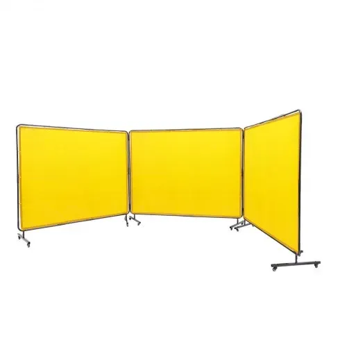 VEVOR 3-Panel-Schweißvorhang 1,8 x 2,4 m Schweißschutzvorhang aus Flammhemmendem Vinyl Schweißschutzwand mit 12 Schwenkrädern und einem 6-stufigen UV-Schutz Schweißerdecke Schweißschutz Gelb – Bild 10