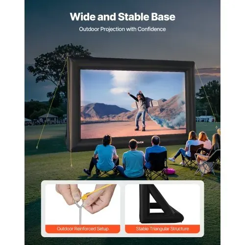 VEVOR aufblasbare Filmleinwand Projektion Beamer Leinwand aus 600D, Projektionsleinwand mit tragbarer Aufbewahrungstasche, 16:9, Filmprojektion für Heimkino Mottoparty Poolspaß (513 x 185 x 330 cm) – Bild 4