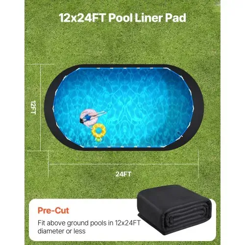 VEVOR Ovale Poolunterlage, 3,6x7,3 m, Bodenplane für oberirdische Schwimmbecken, extra dicke Bodenschutzplane, Poolmatte aus Geotextilmaterial, verlängert die Lebensdauer der Folie – Bild 4