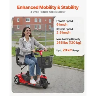 VEVOR 3-Rad-Elektromobil, faltbares Seniorenmobil mit 20 km Reichweite, Mobilitätsroller, All-Terrain-Reiserollstuhl mit Anti-Rutsch-Rädern, 9° Steigfähigkeit & 120 kg Tragkraft, 940x500x840 mm VEVOR 3-Rad-Elektromobil, faltbares Seniorenmobil mit 20 km Reichweite, Mobilitätsroller, All-Terrain-Reiserollstuhl mit Anti-Rutsch-Rädern, 9° Steigfähigkeit & 120 kg Tragkraft, 940x500x840 mm