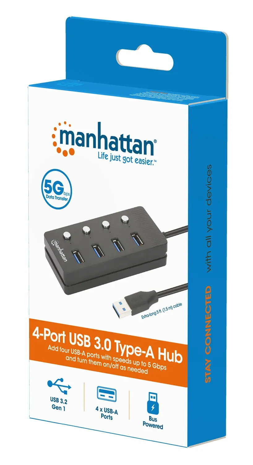 Manhattan 180887 Schnittstellen-Hub USB 3.2 Gen 1 (3.1 Gen 1) Type-A 5000 Mbit/s Schwarz – Bild 6