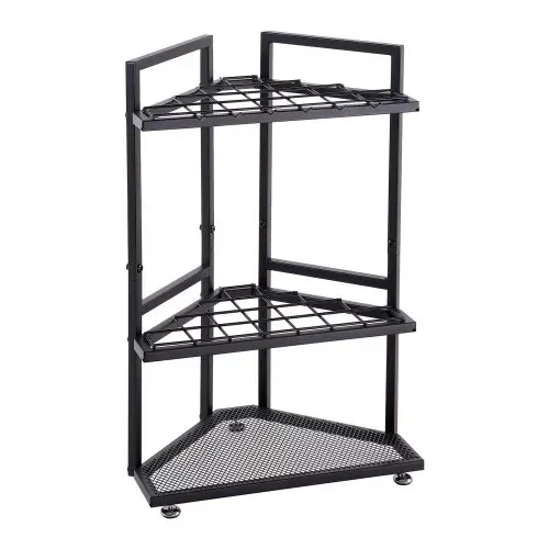 VEVOR Gartengeräte Ständer 410x275x610mm Gerätehalter für Ecke Schwarz, Aufbewahrungsregal für Garage Garten, Organizer aus Stahl für Besen Mopp Rechen, mit Doppelschichtschlitzen & Nivellierfüßen – Bild 9