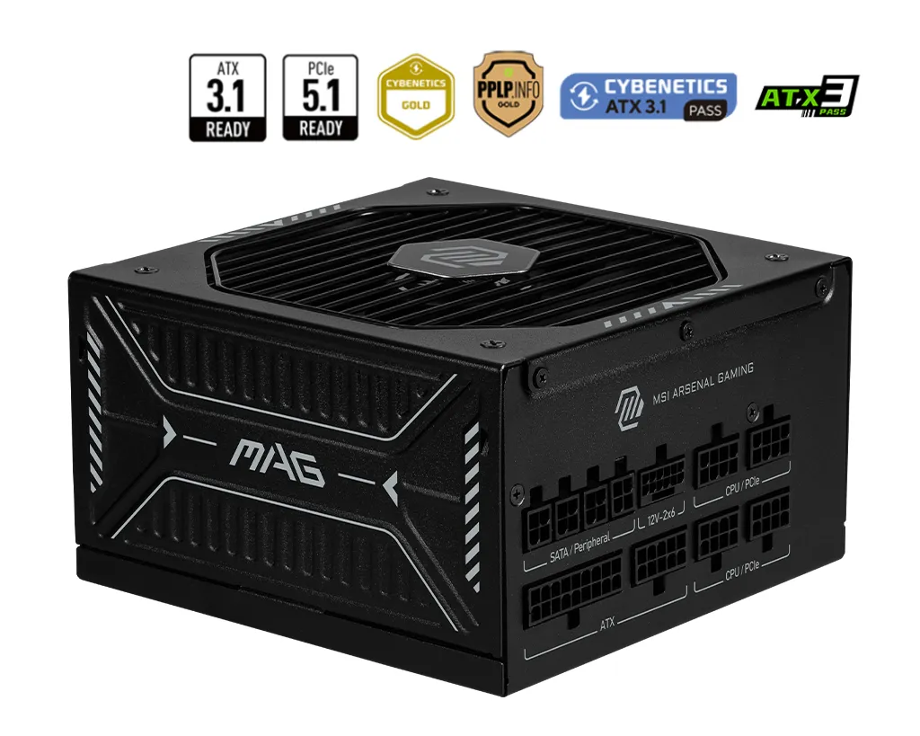 MSI MAG A850GLS PCIE5 Netzteil 850 W 24-pin ATX ATX Schwarz MSI MAG A850GLS PCIE5 Netzteil 850 W 24-pin ATX ATX Schwarz