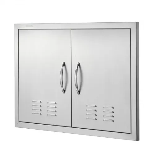 VEVOR Grill-Zugangstür, 762 x 533 mm, Doppelte Außenküchentür, Flächenbündig Montierte Edelstahltür, Vertikale Wandtür mit Griffen und Lüftungsschlitzen, für Grillinsel, Grillstation, Außenschrank – Bild 9