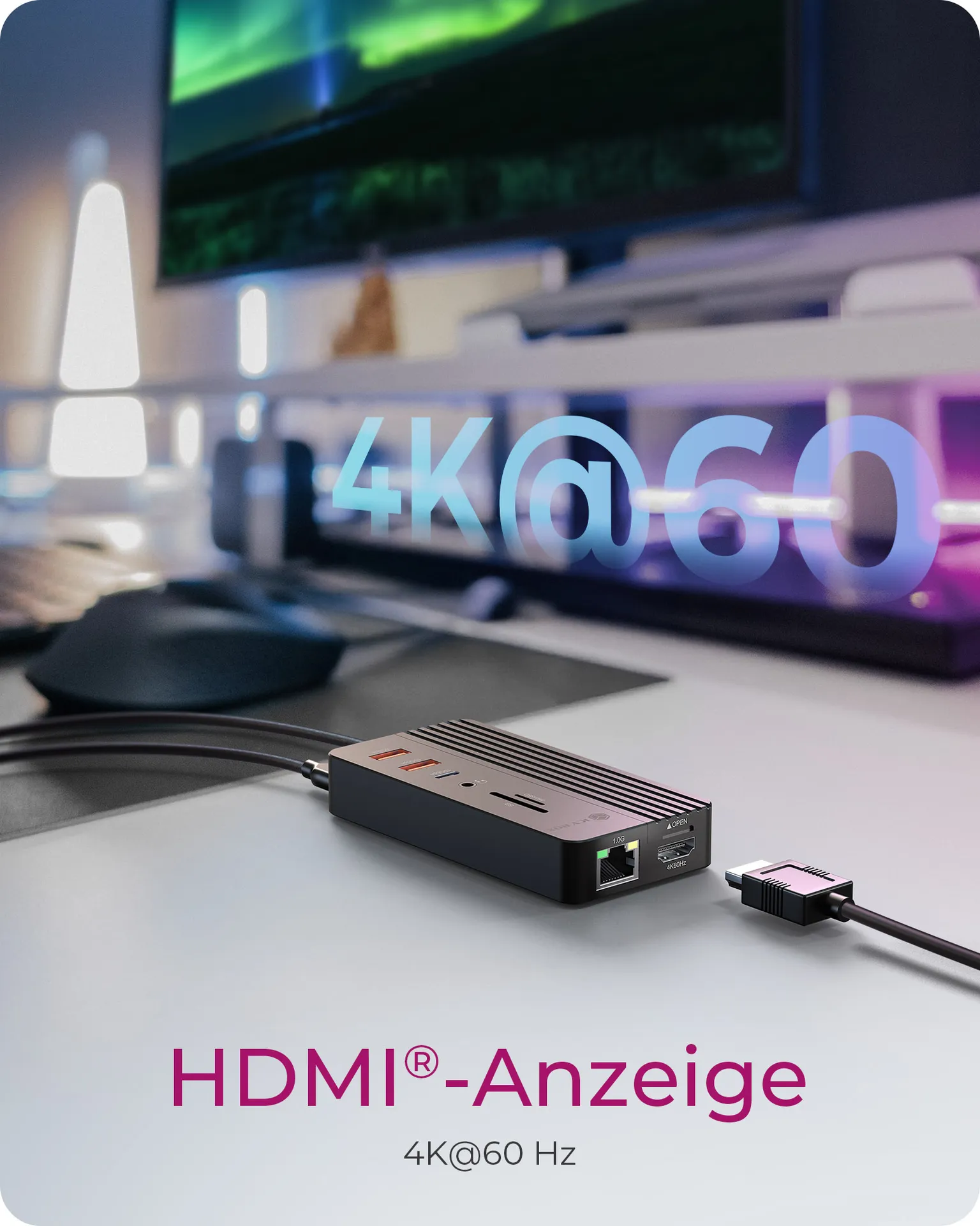 ICY BOX IB-DK4072M-CU31, 10 in 1 DockingStation mit Slot für M.2 NVME SSD Slot, Host USB 3.2 Gen 2 Type-C+A 10 Gbit/s – Bild 4