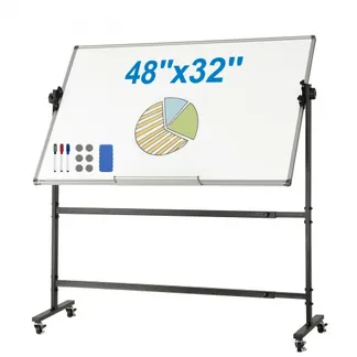 VEVOR Rollbares Whiteboard, 48 x 32 Zoll Doppelseitiges Magnetisches Mobiles Whiteboard, 360° Wendbare, Höhenverstellbare Trockenlöschtafel mit Rädern und Beweglicher Ablage VEVOR Rollbares Whiteboard, 48 x 32 Zoll Doppelseitiges Magnetisches Mobiles Whiteboard, 360° Wendbare, Höhenverstellbare Trockenlöschtafel mit Rädern und Beweglicher Ablage