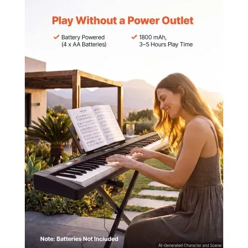VEVOR Digitalpiano mit 88 Tasten Halbgewichtet E-Piano mit Ständer für Anfänger und Fortgeschrittene, 128 Klänge, 128 Rhythmen, HiFi-Stereolautsprecher, 3,5-mm-Kopfhörerbuchse, Sustain-Pedal – Bild 5