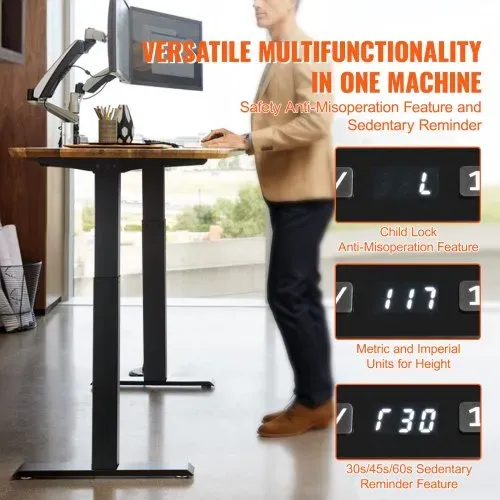 VEVOR Schreibtisch Gestell, verstellbare Höhe 70-117 cm und Länge 90-135 cm, elektrisches Tischgestell, ergonomische DIY-Arbeitsplatzbasis für Zuhause und das Büro (nur schwarzer Rahmen) – Bild 5