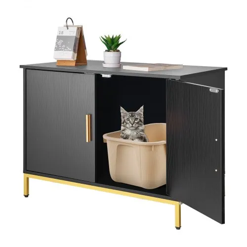 VEVOR Katzenschrank, 700x450x545 mm, Katzentoilette mit Metallbeinen & -griff, Katzenklo Schrank, Katzenhaus passend für die meisten Katzentoiletten, für Schlafzimmer & Wohnzimmer, Schwarz VEVOR Katzenschrank, 700x450x545 mm, Katzentoilette mit Metallbeinen & -griff, Katzenklo Schrank, Katzenhaus passend für die meisten Katzentoiletten, für Schlafzimmer & Wohnzimmer, Schwarz