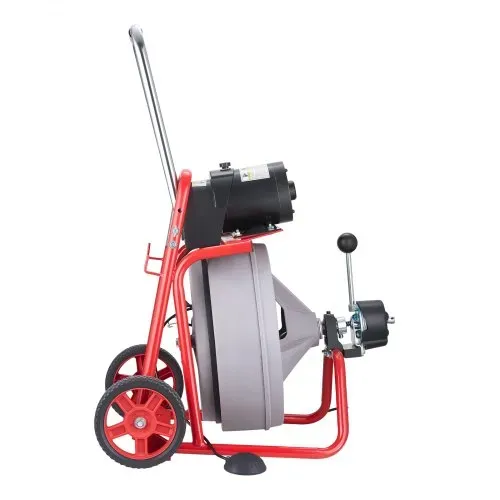VEVOR Rohrreinigungsmaschine mit Automatischem Vorschub, 22m x 13mm Rohrreinigungsspirale mit 7,5 Zoll Rollen, Elektr. Abflussreiniger für 5-15cm Rohre, Rohrreinigungsgerät für Abflüsse Waschbecken – Bild 10