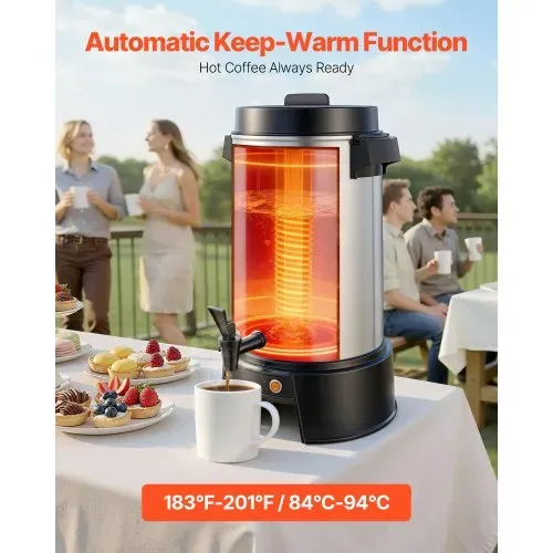 VEVOR Gewerblicher Heißgetränkespender für Kaffee 6,3 L 42 Tassen 1190 W, Heißwasserspender mit Tropffreiem Wasserhahn, Automatischer Temperaturregelung, für Catering, Partys, Kirchen und Restaurants – Bild 3