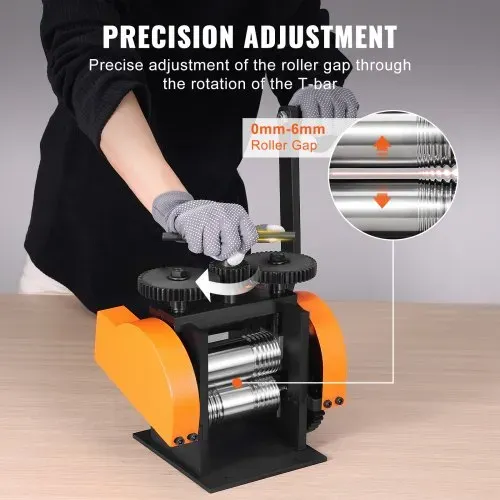 VEVOR 3 in 1 Handwalzwerk Maschine 45 mm Kombinationswalzwerk, Manueller Walzwerk Schmuckwalzwerk Einstellbare Dicke von 0 bis 6 mm, Handwalzwerk Maschine für Platin / K-Gold / Messing / Aluminium – Bild 3
