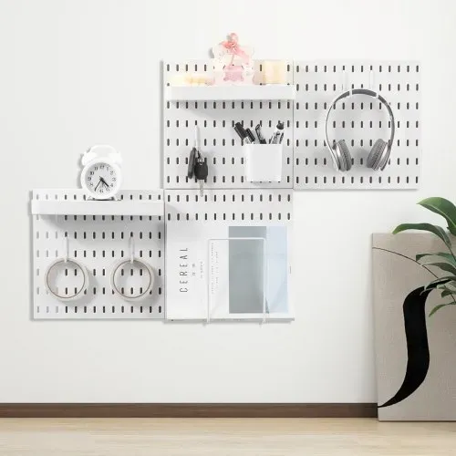 VEVOR Werkzeugwand, 28 x 28 cm, 4er-Set, Kunststoff-Stecktafel-Wand-Organizer-Set mit Zubehör, für Garage, Werkzeugaufbewahrung, Küche, Wohnzimmer, Bastelraum, Büro, Badezimmer, Zuhause, weiß – Bild 7